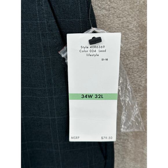 Calvin Klein Pants Mens 34x32 Gray Plaid Straight Fit Dress Work Career Office - Picture 2 of 10